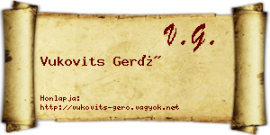 Vukovits Gerő névjegykártya